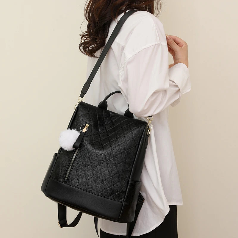 Multifunctional Women Backpacks Anti-Theft Back Zipper Fashion Simple Backpack Girls Schoolbag Casual Travel Single Shoulder Bag