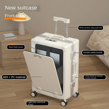 Multifunctional suitcase, spinner wheel, aluminum frame, trolley case, schoolgirl 20 inch luggage, suitcase, boarding lockbox