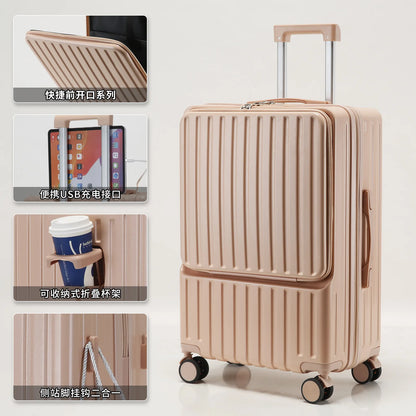 Multifunctional suitcase, spinner wheel, aluminum frame, trolley case, schoolgirl 20 inch luggage, suitcase, boarding lockbox