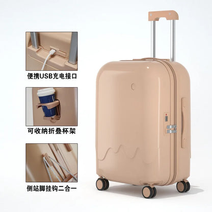 Multifunctional suitcase, spinner wheel, aluminum frame, trolley case, schoolgirl 20 inch luggage, suitcase, boarding lockbox