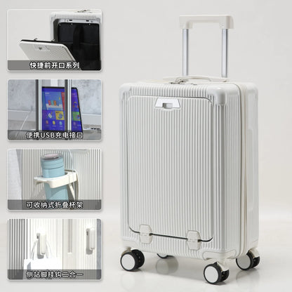 Multifunctional suitcase, spinner wheel, aluminum frame, trolley case, schoolgirl 20 inch luggage, suitcase, boarding lockbox