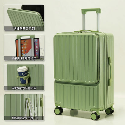 Multifunctional suitcase, spinner wheel, aluminum frame, trolley case, schoolgirl 20 inch luggage, suitcase, boarding lockbox