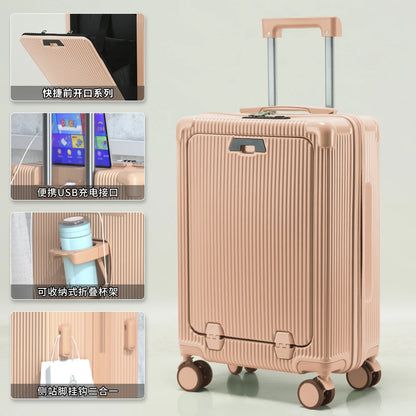 Multifunctional suitcase, spinner wheel, aluminum frame, trolley case, schoolgirl 20 inch luggage, suitcase, boarding lockbox