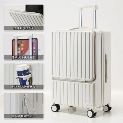 Multifunctional suitcase, spinner wheel, aluminum frame, trolley case, schoolgirl 20 inch luggage, suitcase, boarding lockbox