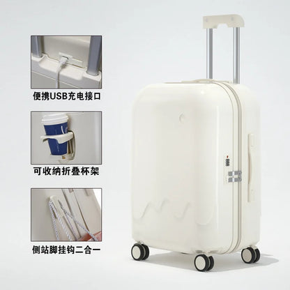 Multifunctional suitcase, spinner wheel, aluminum frame, trolley case, schoolgirl 20 inch luggage, suitcase, boarding lockbox