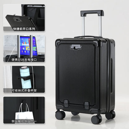 Multifunctional suitcase, spinner wheel, aluminum frame, trolley case, schoolgirl 20 inch luggage, suitcase, boarding lockbox