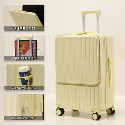 Multifunctional suitcase, spinner wheel, aluminum frame, trolley case, schoolgirl 20 inch luggage, suitcase, boarding lockbox