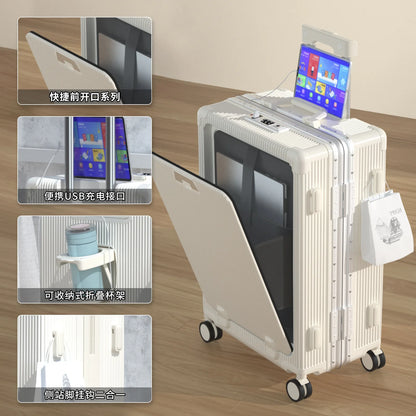 Multifunctional suitcase, spinner wheel, aluminum frame, trolley case, schoolgirl 20 inch luggage, suitcase, boarding lockbox