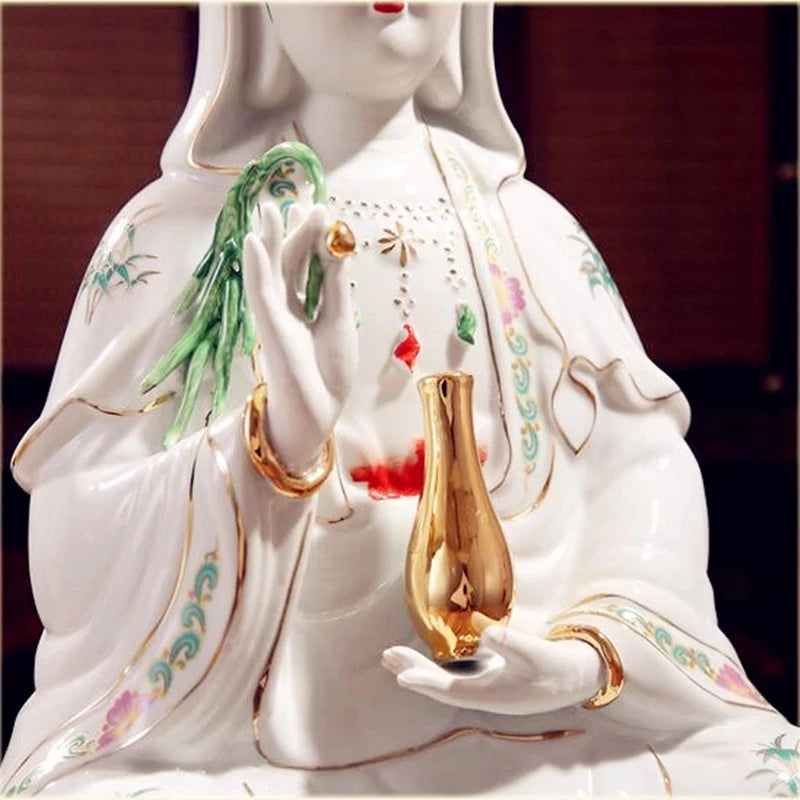 Multiple sizes Ceramic, sitting on the lotus a Buddism godness Guanyin Bodhisattva, Buddha Statue, figurine, ornaments