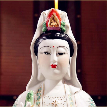 Multiple sizes Ceramic, sitting on the lotus a Buddism godness Guanyin Bodhisattva, Buddha Statue, figurine, ornaments