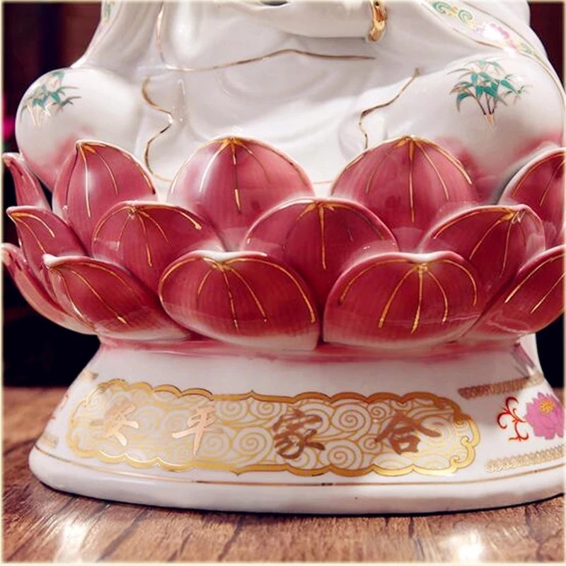Multiple sizes Ceramic, sitting on the lotus a Buddism godness Guanyin Bodhisattva, Buddha Statue, figurine, ornaments