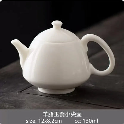 Mutton Fat Jade White Porcelain Teapot Chinese Ceramic Tea Infuser Handmade Filter Xishi Pot Traditional Porcelain Tea Set