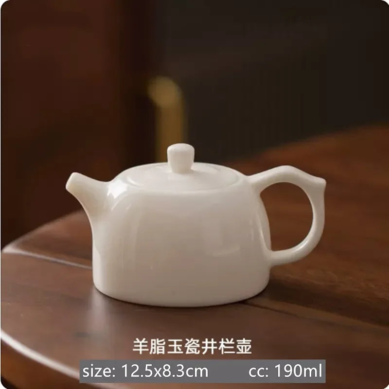 Mutton Fat Jade White Porcelain Teapot Chinese Ceramic Tea Infuser Handmade Filter Xishi Pot Traditional Porcelain Tea Set