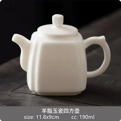 Mutton Fat Jade White Porcelain Teapot Chinese Ceramic Tea Infuser Handmade Filter Xishi Pot Traditional Porcelain Tea Set