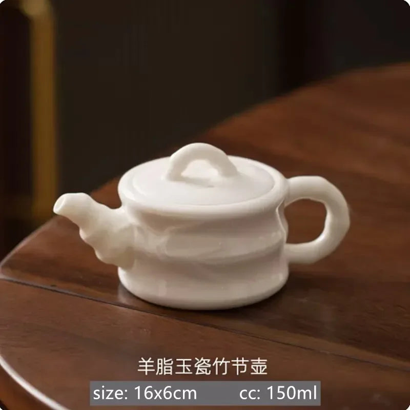 Mutton Fat Jade White Porcelain Teapot Chinese Ceramic Tea Infuser Handmade Filter Xishi Pot Traditional Porcelain Tea Set