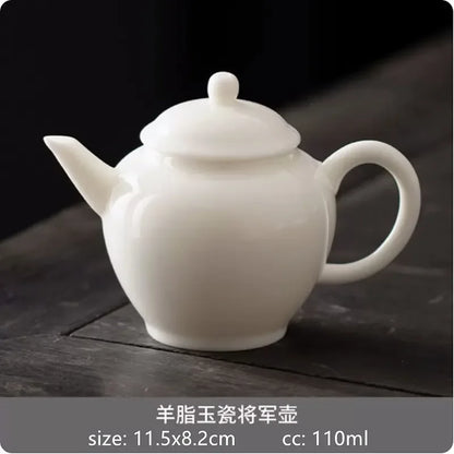 Mutton Fat Jade White Porcelain Teapot Chinese Ceramic Tea Infuser Handmade Filter Xishi Pot Traditional Porcelain Tea Set