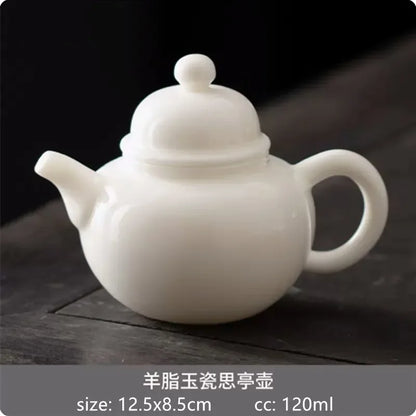 Mutton Fat Jade White Porcelain Teapot Chinese Ceramic Tea Infuser Handmade Filter Xishi Pot Traditional Porcelain Tea Set
