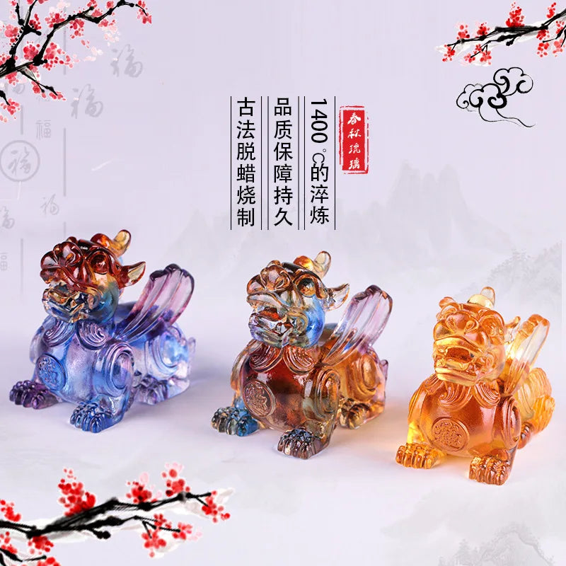 Mythical wild animal Coloured glaze brave troops ornament car decoration desktop ornament handicraft gifts