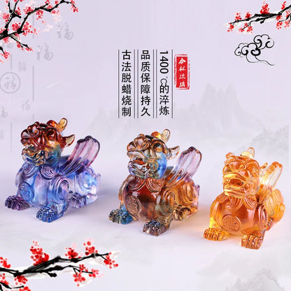 Mythical wild animal Coloured glaze brave troops ornament car decoration desktop ornament handicraft gifts