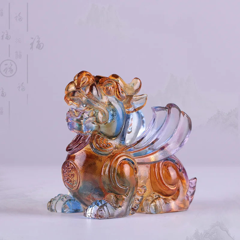 Mythical wild animal Coloured glaze brave troops ornament car decoration desktop ornament handicraft gifts