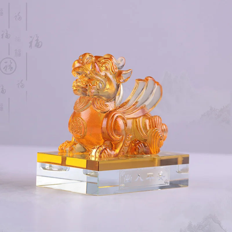 Mythical wild animal Coloured glaze brave troops ornament car decoration desktop ornament handicraft gifts