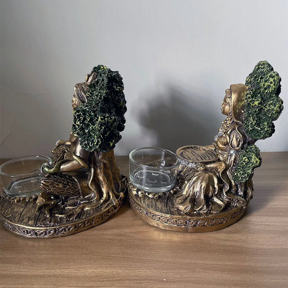 Mythology Celtic Goddess Statue Resin Candle Incense Cernunnos Candlestick Furniture Desktop Decor Crafts Figurine Collectibles