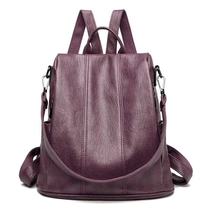 NEW Anti theft Backpack Purses High Quality Soft Leather Female Vintage Bag School Bags Travel Bagpack Ladies Bookbag Rucksack