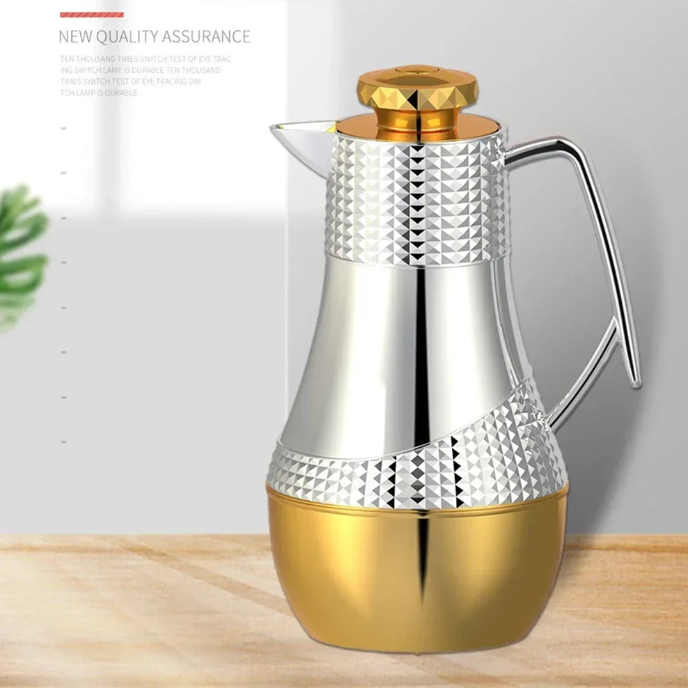 NEW Arabic-Style Vacuum Flask Light Luxury Home Restaurant Thermos Pot Glass Liner Thermos Flask Thermal Insulation Kettle 800ml