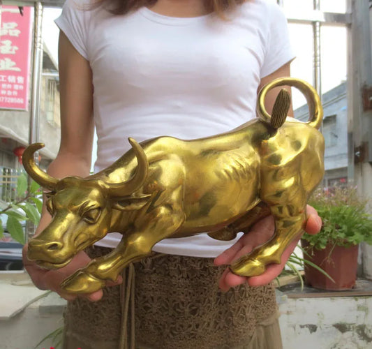 NEW HOME Shop parlour TOP decoration ART FENG SHUI Business Good luck Success Charging Bull Taurus Statue 31CM