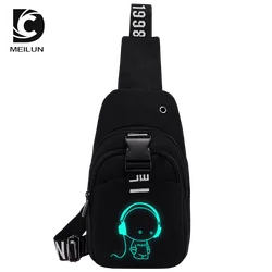 NEW USB Charged Shoulder Bag Waterproof Multifunction Light Reflective Men Chest Bag Fashion Travel Crossbody Bag Anti-Theft