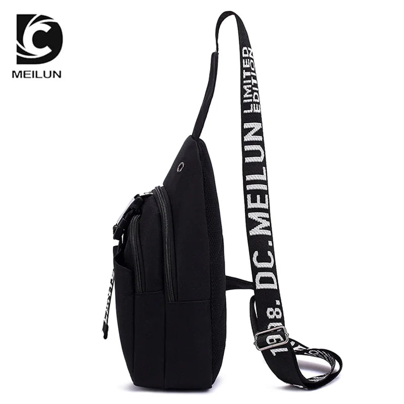 NEW USB Charged Shoulder Bag Waterproof Multifunction Light Reflective Men Chest Bag Fashion Travel Crossbody Bag Anti-Theft