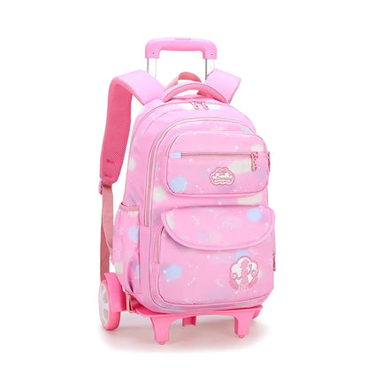 NEW Waterproof Kids School Backpack With Wheel Removable Children School Bags for girls Kids Trolley Schoolbag Luggage Book Bags