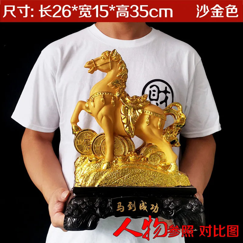 NEWResin gold placer horse to successful crafts horse ornaments living room home decoration lucky gifts