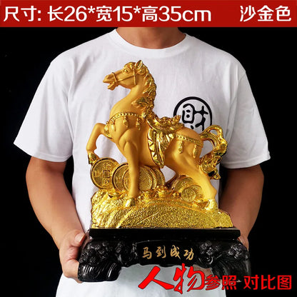 NEWResin gold placer horse to successful crafts horse ornaments living room home decoration lucky gifts
