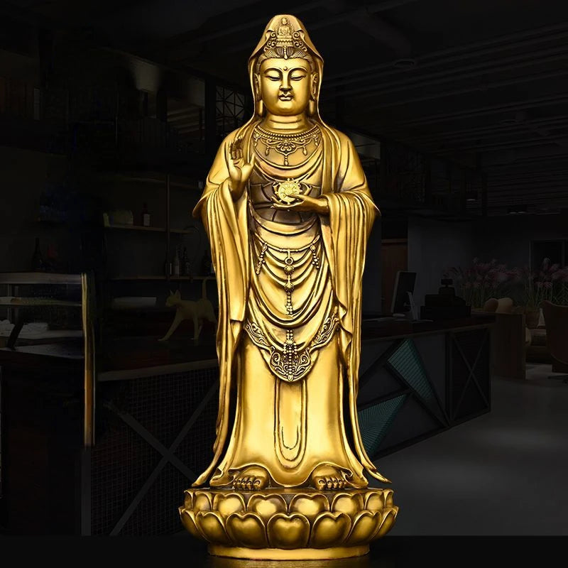 Nanhai Guanyin Ornaments Copper Station Guanyin Bodhisattva Station Lotus Guanyin Trumpet Holding The Starter Guanyin