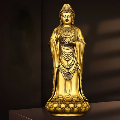 Nanhai Guanyin Ornaments Copper Station Guanyin Bodhisattva Station Lotus Guanyin Trumpet Holding The Starter Guanyin
