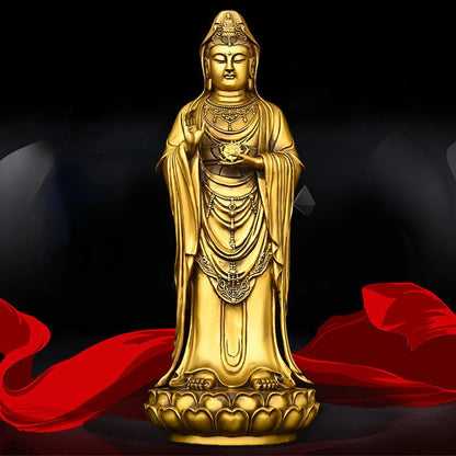Nanhai Guanyin Ornaments Copper Station Guanyin Bodhisattva Station Lotus Guanyin Trumpet Holding The Starter Guanyin