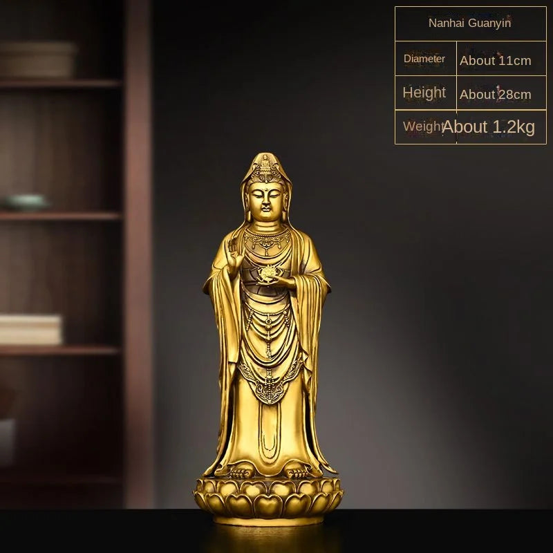 Nanhai Guanyin Ornaments Copper Station Guanyin Bodhisattva Station Lotus Guanyin Trumpet Holding The Starter Guanyin