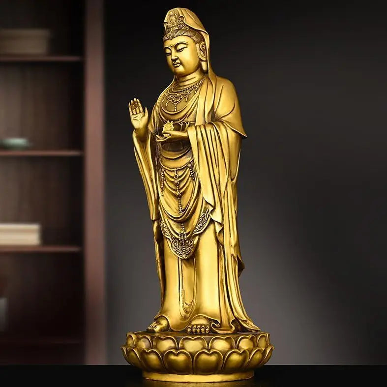 Nanhai Guanyin Ornaments Copper Station Guanyin Bodhisattva Station Lotus Guanyin Trumpet Holding The Starter Guanyin