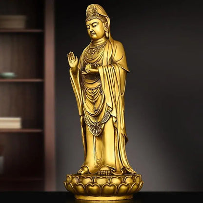 Nanhai Guanyin Ornaments Copper Station Guanyin Bodhisattva Station Lotus Guanyin Trumpet Holding The Starter Guanyin