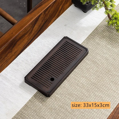 Natural Bamboo Tea Tray Drainage Water Storage Bamboo Tray Tea Set Accessories Chinese Tea Room Ceremony Tools Wet and Dry Use
