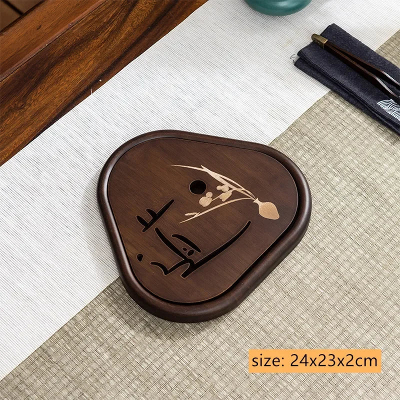 Natural Bamboo Tea Tray Drainage Water Storage Bamboo Tray Tea Set Accessories Chinese Tea Room Ceremony Tools Wet and Dry Use