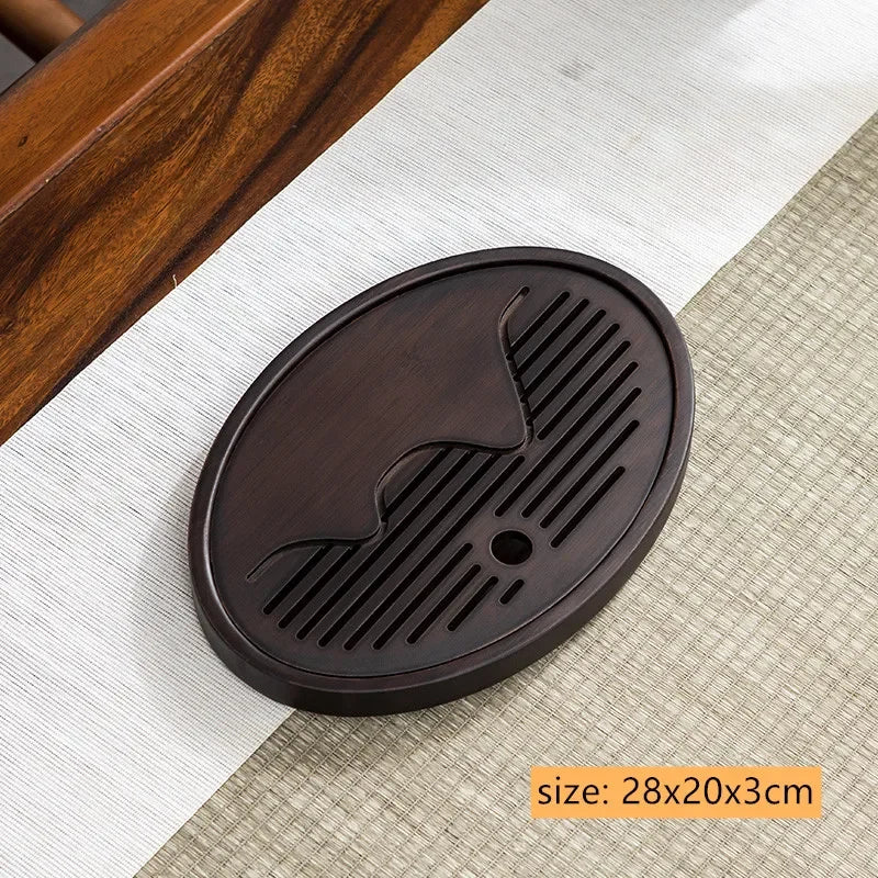 Natural Bamboo Tea Tray Drainage Water Storage Bamboo Tray Tea Set Accessories Chinese Tea Room Ceremony Tools Wet and Dry Use