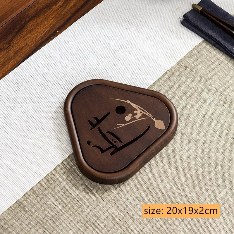 Natural Bamboo Tea Tray Drainage Water Storage Bamboo Tray Tea Set Accessories Chinese Tea Room Ceremony Tools Wet and Dry Use