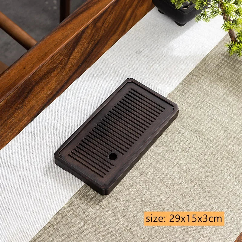 Natural Bamboo Tea Tray Drainage Water Storage Bamboo Tray Tea Set Accessories Chinese Tea Room Ceremony Tools Wet and Dry Use