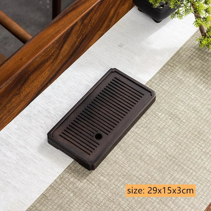 Natural Bamboo Tea Tray Drainage Water Storage Bamboo Tray Tea Set Accessories Chinese Tea Room Ceremony Tools Wet and Dry Use