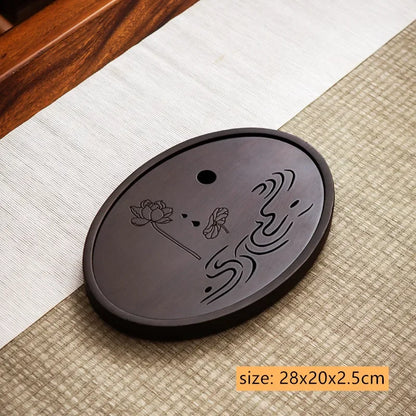 Natural Bamboo Tea Tray Drainage Water Storage Bamboo Tray Tea Set Accessories Chinese Tea Room Ceremony Tools Wet and Dry Use