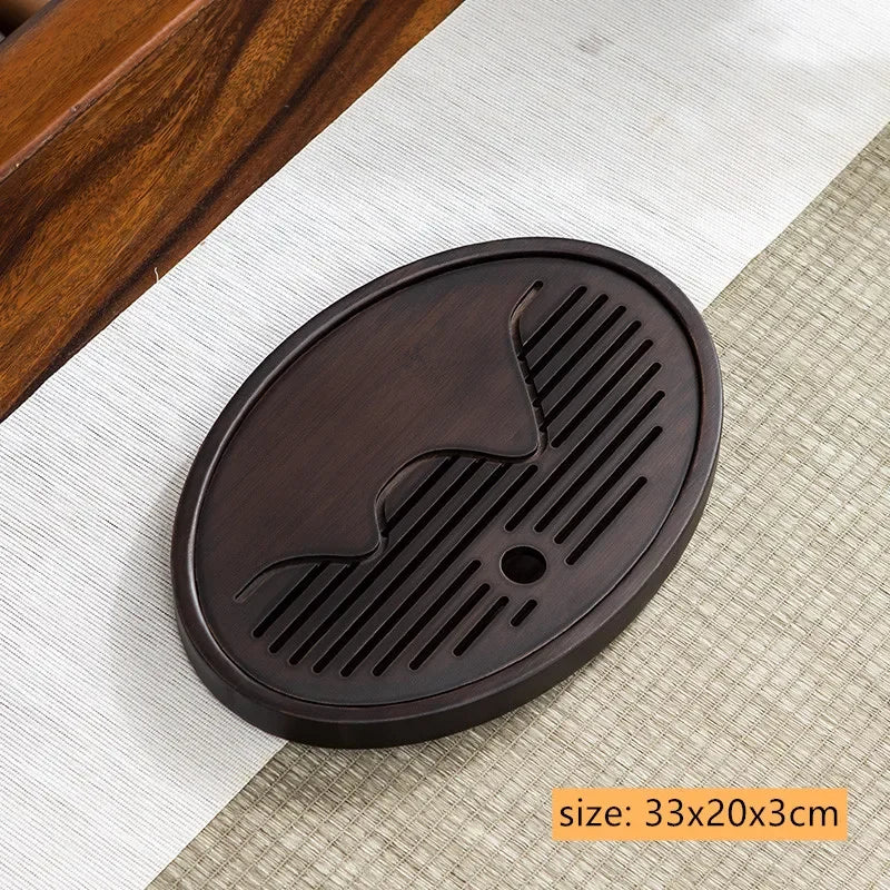 Natural Bamboo Tea Tray Drainage Water Storage Bamboo Tray Tea Set Accessories Chinese Tea Room Ceremony Tools Wet and Dry Use