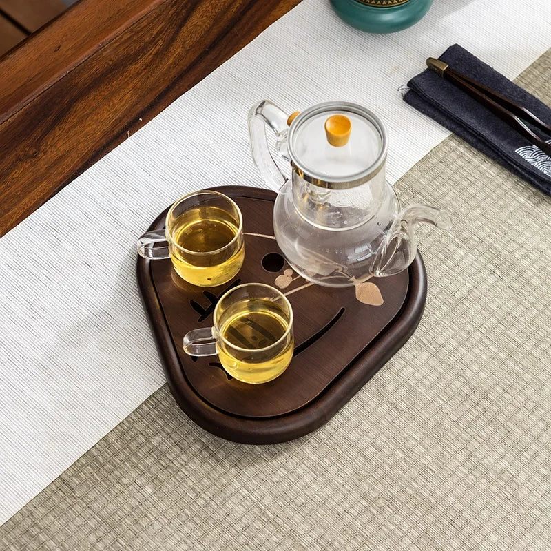 Natural Bamboo Tea Tray Drainage Water Storage Bamboo Tray Tea Set Accessories Chinese Tea Room Ceremony Tools Wet and Dry Use