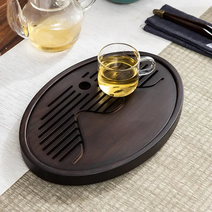 Natural Bamboo Tea Tray Drainage Water Storage Bamboo Tray Tea Set Accessories Chinese Tea Room Ceremony Tools Wet and Dry Use